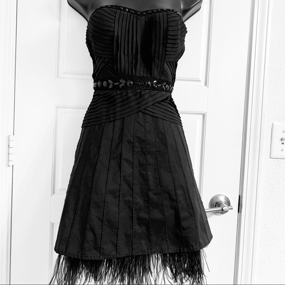 BCBGmaxazaria black feather dress